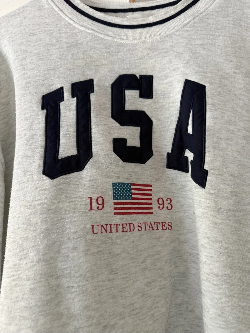 USA Graphic Crewneck Sweater - Light Gray